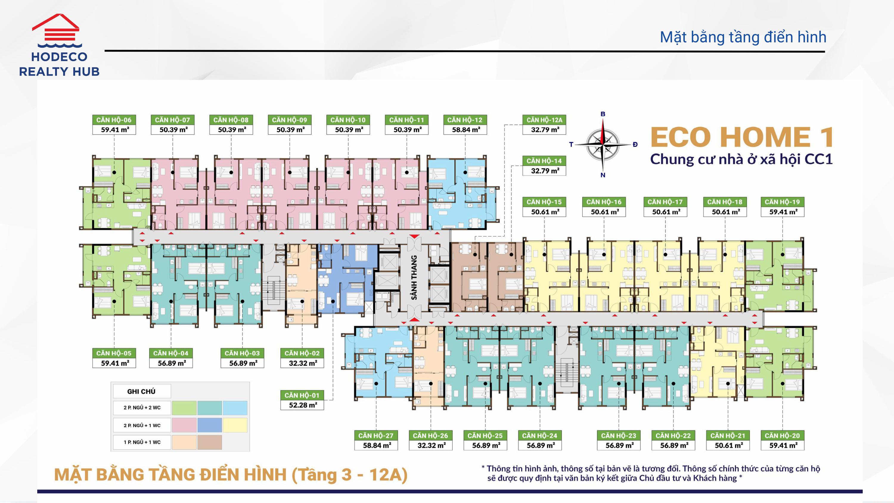 Mặt bằng tầng 3-12a điển hình Eco Home 1